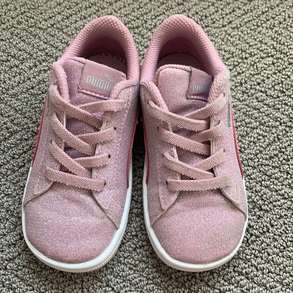 Sparkly pink girls Puma sneakers
